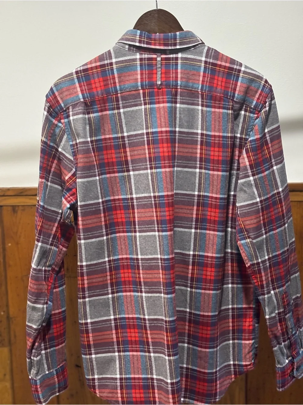 Banana Republic Red and Gray Plaid Button-Down Shirt